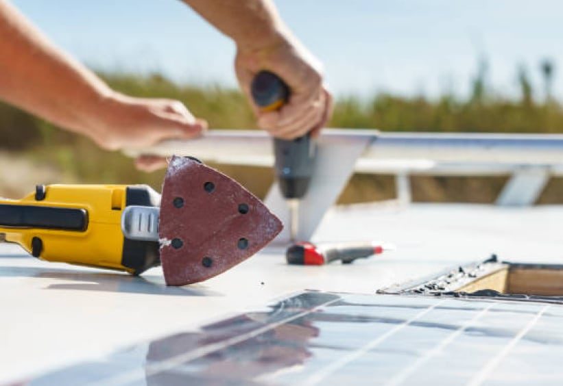 Installing Solar Panel on Caravan — Caravan Sales in Murwillumbah, NSW